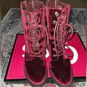 Women's Velour Combat boots